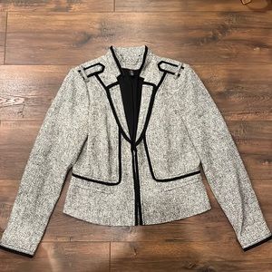 White House Black Market Mod Tweed Zip Front Jacket